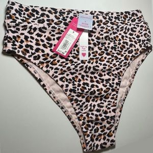 High Leg High Waist Leopard Print Bikini Bottoms